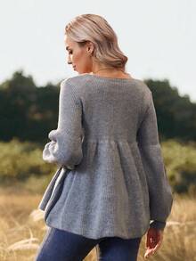 SHEIN 休闲时尚百搭日常宽松纯色长袖孕妇毛衣