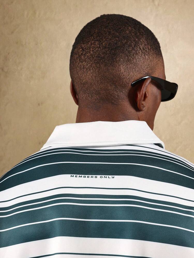 Relaxed Fit Striped Polo Shirt With Contrast Collar