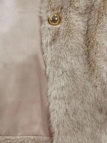 Franclia Fashionable Temperament Luxury H-Type V-Neck Sleeveless Winter Women's Khaki Plush Vest Women's Winter Fake Fur Coat - Apricot - View 4