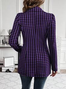 SHEIN Clasi Blazer de talle ceñido con estampado de pata de gallo de moda para otoño/invierno - Morado - Ver 9