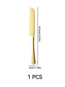 不锈钢烘焙餐具奶酪和面包刀和铲子套装，适用于披萨、蛋糕、馅饼、面包，非常适合餐厅、婚礼、生日宴会、甜点蛋糕刀、披萨铲。厨房和厨具、餐具学校用品、返校圣诞节节日送礼 - 金色 - 查看 10