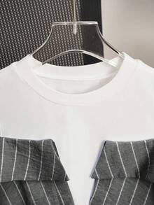 Franclia 女式条纹露肩T恤，二合一，夏季 - 黑色 - 查看 4