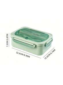1pc Lunch Box Back To School, Bento Box For School, 42 Oz Containers For Adults Men Women Students With 4 Compartments,Food Container With Utensils,Fork Spoon And Chopsticks, Microwave & Dishwasher Friendly, Back To School (Green) Christmas For Holiday Gift Giving - Green - View 8