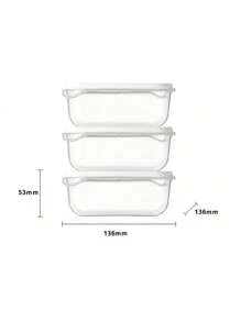 SHEIN Basic living 3 piezas Contenedor de almacenamiento de comida 720ml almacenamiento de alimentos minimalista transparente para cocina - Blanco - Ver 7