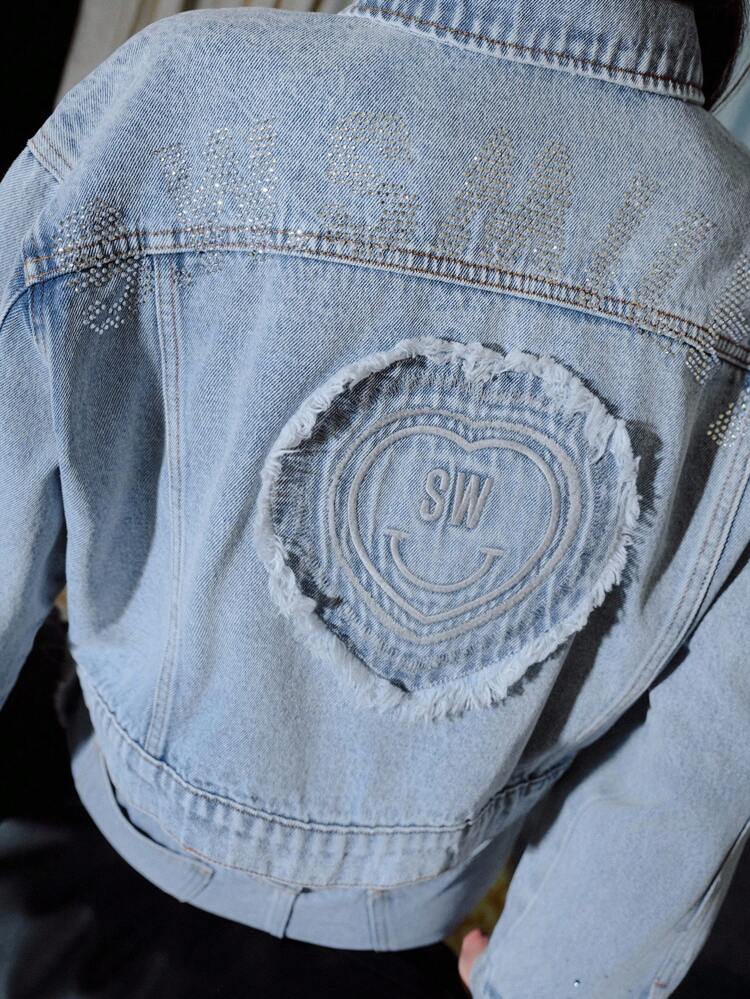 S.W.Smiley x MOTF DROP SHOULDER OVERSIZE FLAP POCKET CROP DENIM JACKET