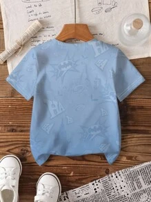 BATMAN X SHEIN Young Boy Casual Street Hero Cartoon & Letter Print Short Sleeve T-Shirt, Summer - White - View 2