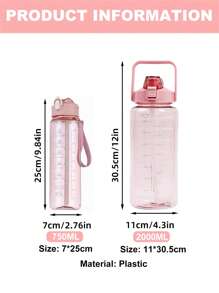 1 pièce 2000ml ou 750ml Bouteille d'eau avec débit d'eau rapide, bouteilles d'eau pour la remise en forme, la salle de sport, l'extérieur, le bureau, bouteille de sport, tasse d'eau, retour à l'école (rose), marqueur et paille, grande capacité, cruche d'eau, indispensables pour les voyages d'été à la plage, cadeaux de Noël