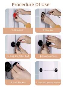 1 件黑色多功能儿童锁、橱柜门锁、窗户锁、冰箱锁、迷你冰箱锁、冷冻柜抽屉门、滑动门窗锁、防坠落窗锁（带限制器）圣诞节礼物赠送、返校