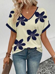 EMERY ROSE 女士畅销花卉图案休闲T恤 - 彩色 - 查看 3