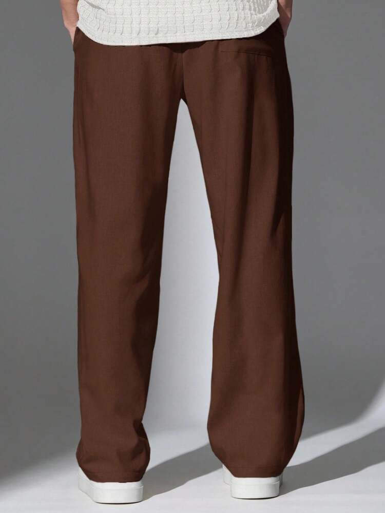 Pantalones skater con aspecto de lino y diseño de pierna ancha