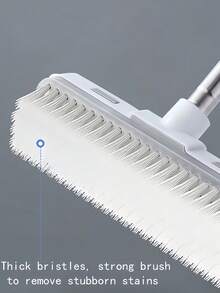 SHEIN 1 件（二合一）长柄硬毛地板刷，适用于深层清洁甲板、浴室、浴缸、瓷砖、灌浆、厨房、游泳池、露台、车库 - 灰色 - 适合房主和清洁爱好者 - 重型清洁的理想选择 - 乔迁贺礼 - 白色 - 查看 9