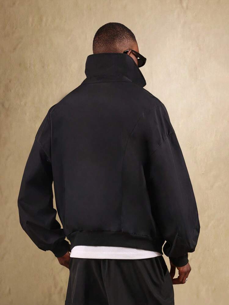 Essential Half Zip Panel Sweatshirt With High Collar