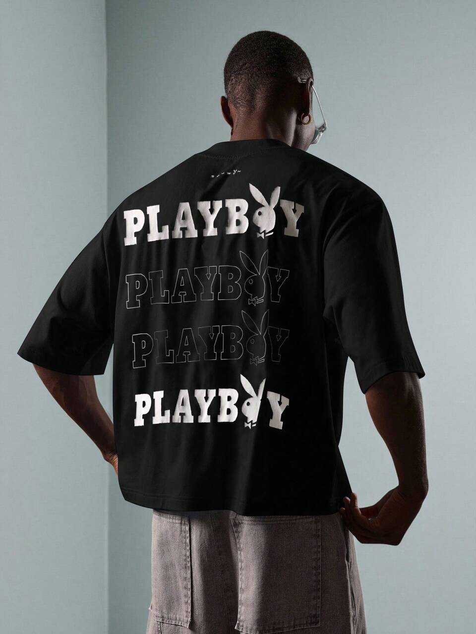 PLAYBOY X SUMWON Camiseta curta oversized com estampa de logotipo de coelho