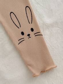 Loomiva 4件套女婴花卉条纹图案柔软棉质针织弹力腰时尚紧身裤