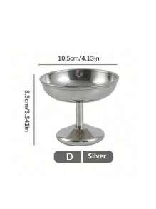 1 件装甜点盘不锈钢冰淇淋杯，高杯碗下午茶布丁甜点杯可爱盘子烛台