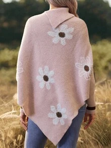 SHEIN 孕妇休闲不对称下摆长袖毛衣 - 藕粉色 - 查看 2