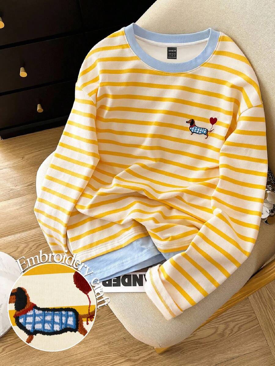 Resyla 女式撞色条纹拼接二合一上衣