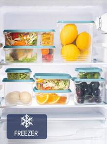 SHEIN Basic living Hộp bảo quản thực phẩm trong suốt 4 miếng - Xanh đậm - Xem 6