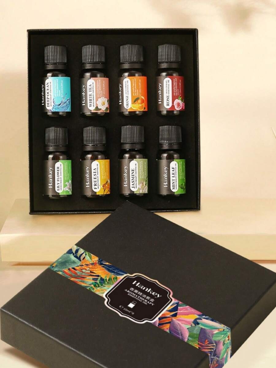 SHEIN 1 Stück Ätherisches Öle Set, speziell für Luftbefeuchter und Diffuser entwickelt, Aromatherapie Diffusor Öle, Ätherisches Öle Set für den Heimgebrauch, Ätherisches Öle Set mit verschiedenen Düften (8x10ML)