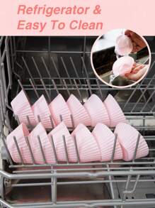 SHEIN Basic living 12Pcs Pink Silicone Muffin Mold, DIY Baking Cups Muffin Liners - Pink - View 4