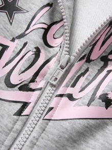 JNSQ Jaqueta de Moletom com Capuz de Manga Longa e Estampa de Letra Engraçada para Meninas Pré-Adolescentes, Modelo Solto, Adequada para Uso Diário no Outono e Inverno, Atividades ao Ar Livre, Férias, Streetwear, Festas e Lazer - Cinza - Visão 6