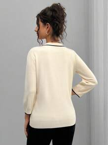 Momance Loose Fit Contrast Color Knit Cardigan, Maternity Lightweight Sweater Jacket For Autumn/Winter