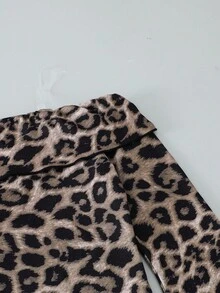 Little Girl's Two Pieces Dress Set, Children's Leopard Print Clothes With Stretchable One-Shoulder Design, Elegant Children's Outfit, Comfortable Clothes Fall Winter - Multicolor - View 5