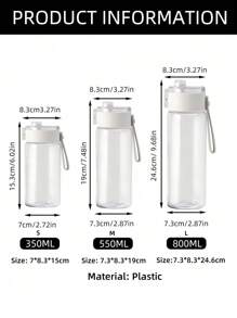 SHEIN Basic living 1PC Water Bottle  Wide Mouth Water Bottle Transparent Water Jug Leakproof Durable Removable Strainer For Fitness, Gym, Outdoor Sport - White - View 8
