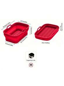 SHEIN Basic living 1pc Silicone Air Fryer Liner Air Fryer Kitchen Air Fryer Liners Air Fryer Paper Airfryer Air Frier - Red - View 8