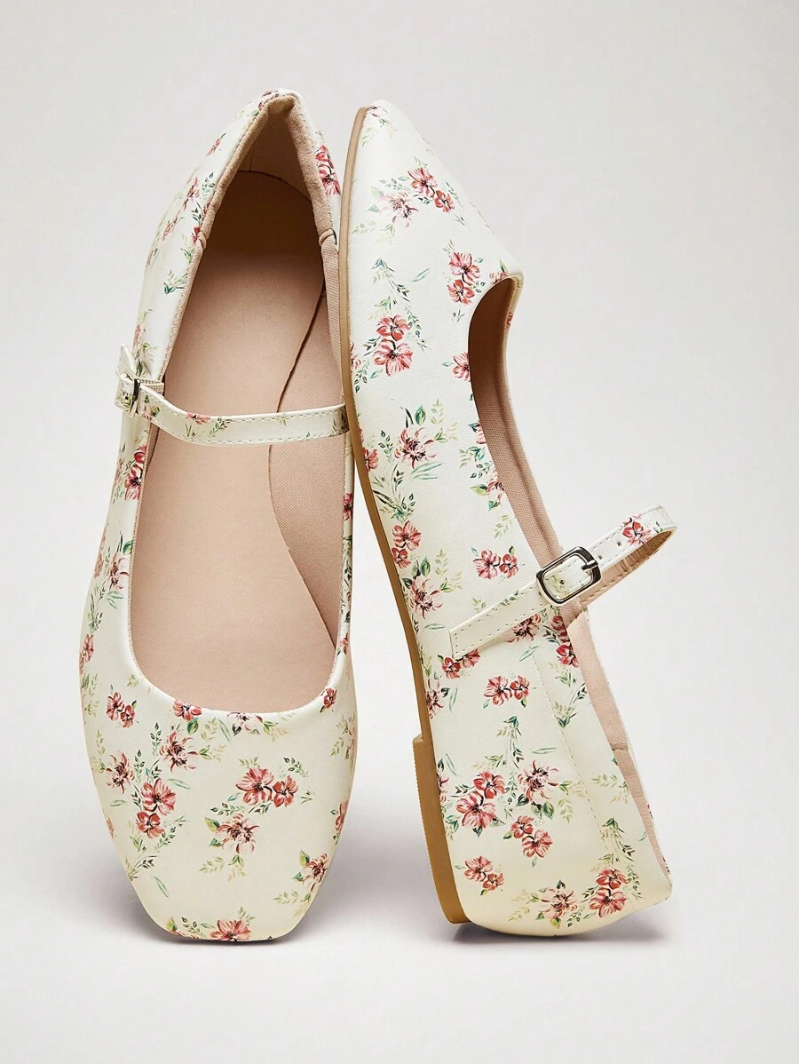 SHUZIA 女士优雅花卉印花方头玛丽珍鞋 - 彩色 - 查看 1