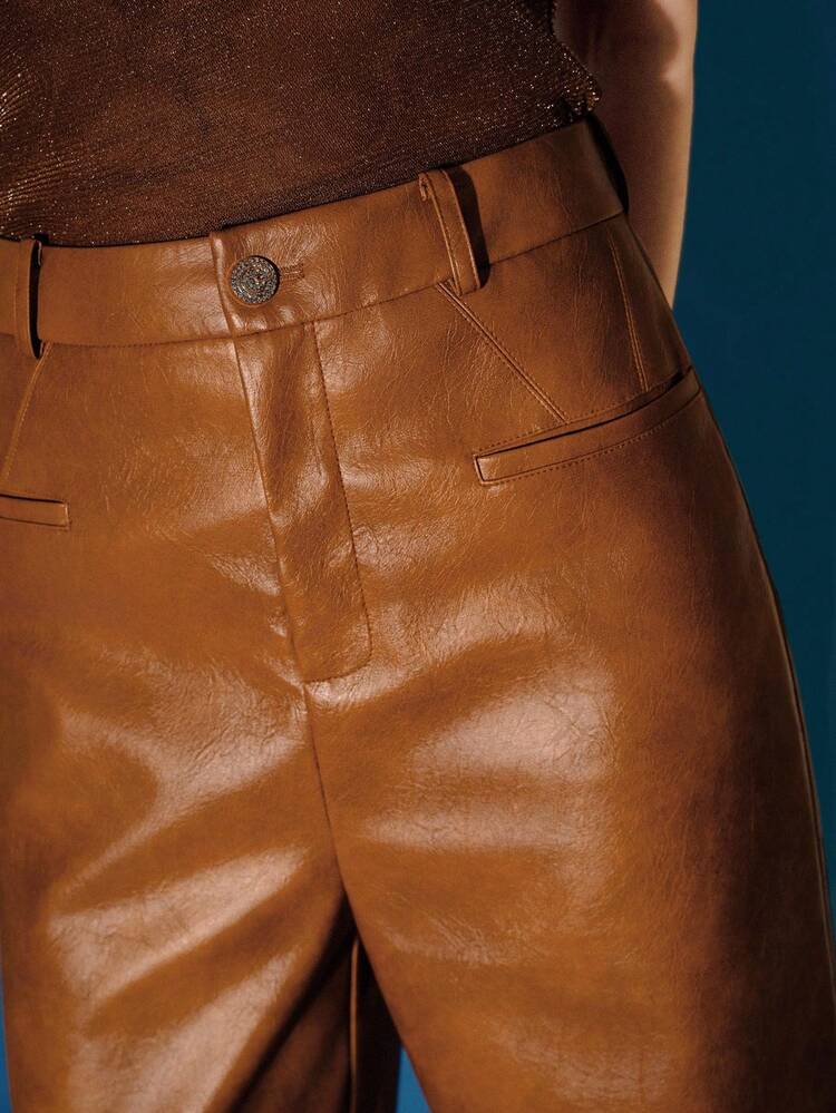 S.W.Smiley x MOTF PU LEATHER SLANT POCKET PANTS