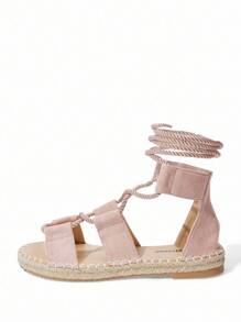 Styleloop Women's Flat Woven Sandals, Bohemian Style For Vacation - Pink - View 2