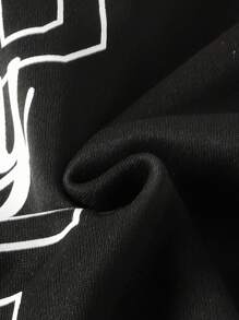ROMWE MEN Street Life Men's Sparkling Rhinestone Diamond Letter Print Hoodie Sweatshirt, Loose Fit - Black - View 4