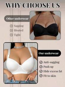 SHEIN Plus Size Minimalist Solid Color Underwire Bra, Lift