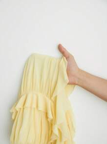 SHEIN Unity Women's Fresh Frilly 3D Floral Ruffle Strap Camisole For Summer - Yellow - View 8