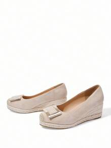 Styleloop Women's Wedge & Platform Woven Slip-On Shoes, Bohemian Style Thick Bottom Shoes