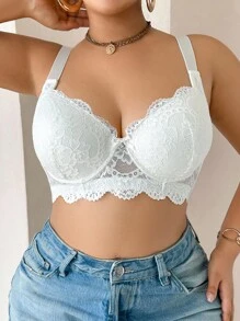 NudeFit Áo ngực ren thanh lịch cỡ lớn có gọng, áo ngực ren nâng ngực cho nữ, nâng ngực - trắng - Xem 7