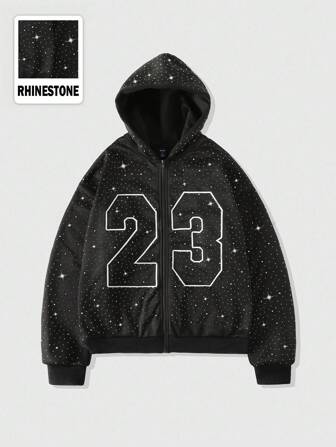 Street Life Sweat-shirt-shirt homme avec diamants scintillants, style ample et court