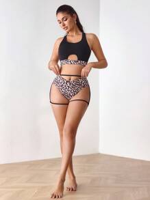 Menodora SHEIN Sport Leopard Print Sports Bra,Sexy Ladies Dance Wear For Pole Dance - Multicolor - View 4