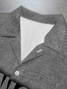 PAVTROS 男士休闲火焰字母印花短袖衬衫，夏季 - 彩色 - 查看 4