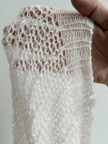 Whyspr Casual Punk Halloween Women's Hollow Out Knitted Ripped Crew Neck Loose Long Sleeve Sweater, Autumn Fall Winter Cloth For Women - Apricot - View 6