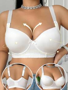 SHEIN Plus Size Minimalist Solid Color Underwire Bra, Lift