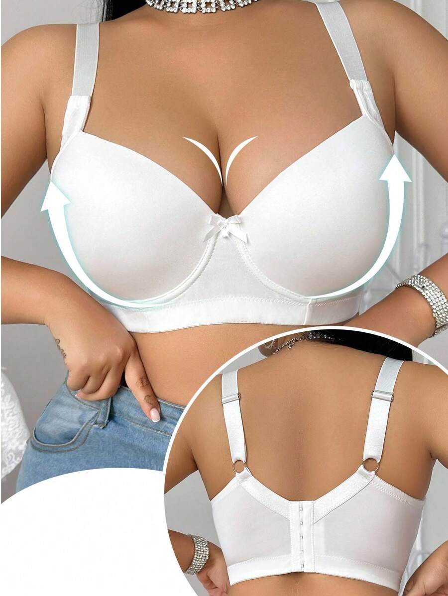 SHEIN Plus Size Minimalist Solid Color Underwire Bra, Lift