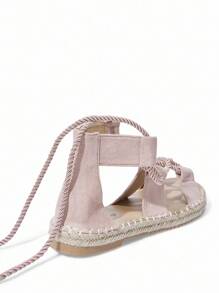 Styleloop Women's Flat Woven Sandals, Bohemian Style For Vacation - Pink - View 4