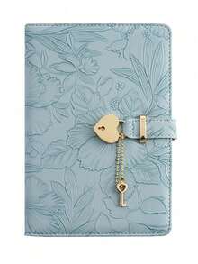 SHEIN 1PC Embossed Heart Lock Design Notebook, Suitable For Daily Diary, Men/Women Work And Travel Memo Password Notebook, With Lock And Key School Supplies, Back To School - A5 - View 13
