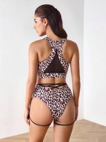 Menodora SHEIN Sport Leopard Print Sports Bra,Sexy Ladies Dance Wear For Pole Dance - Multicolor - View 3