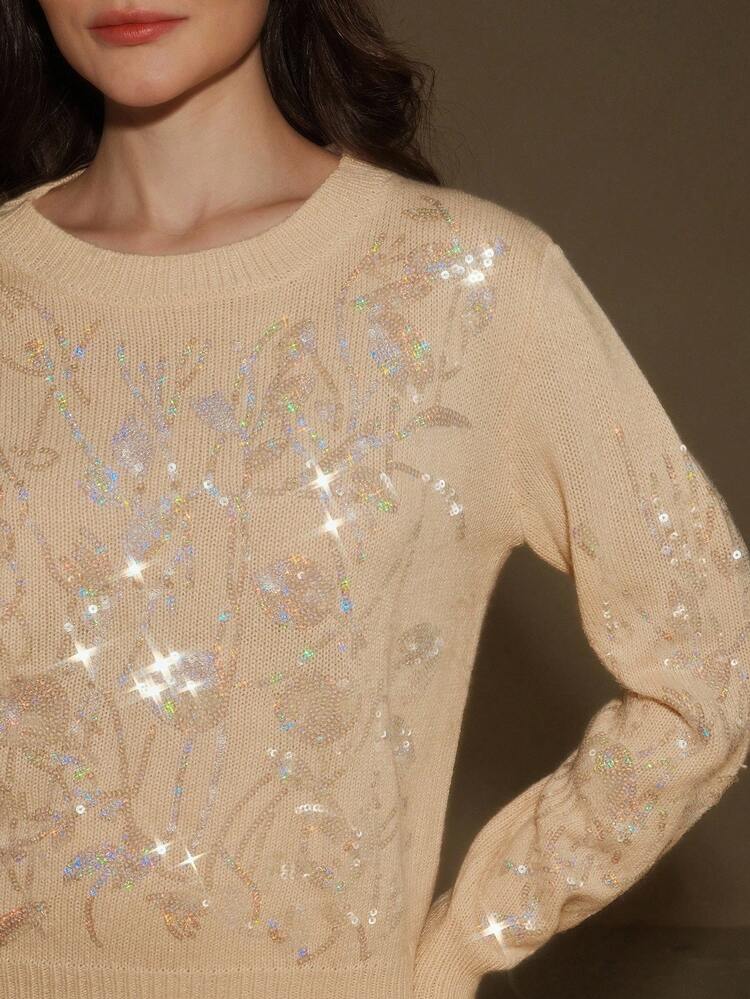 2pcs Autumn/Winter New Elegant Women's Heavy Beaded Embroidery Sweater Set, Pullover Sweater, Sweater Dress