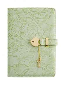 SHEIN 1PC Embossed Heart Lock Design Notebook, Suitable For Daily Diary, Men/Women Work And Travel Memo Password Notebook, With Lock And Key School Supplies, Back To School - A5 - View 14