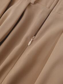 Franclia 2 件套女士白色针织上衣和卡其色修身短裙，春秋 - 彩色 - 查看 6