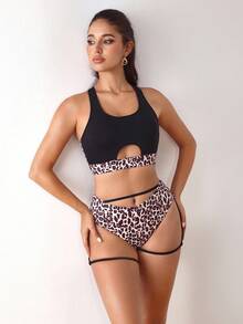 Menodora SHEIN Sport Leopard Print Sports Bra,Sexy Ladies Dance Wear For Pole Dance - Multicolor - View 6